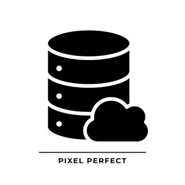 Cloud database black glyph icon Stock Illustration