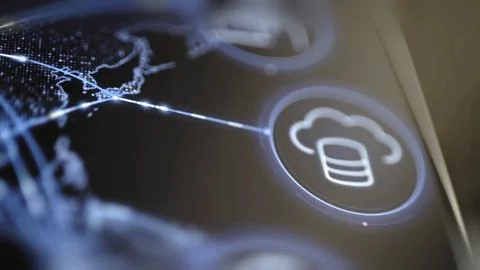 Cloud database circle linked beside Japan Stock Photos