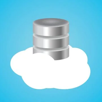 Cloud database with clouds and data base illustration Stock Illustration