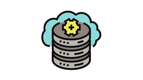 Cloud database color icon animation Stock Footage 326106299