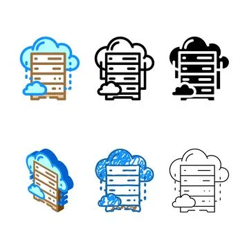 Cloud database color icon vector forms 스톡 일러스트