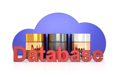 Cloud database design. 3D rendering. Illustrazione stock