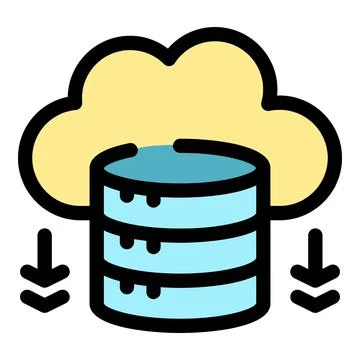 Cloud database downloading data from server storage Illustrazione stock