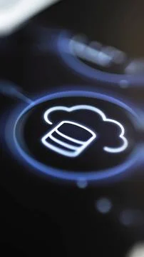 Cloud database emblem within a blue ring Stock-Fotos