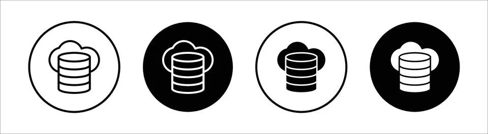 Cloud database flat line icon set. Cloud database Thin line illustration vect Stock Illustration