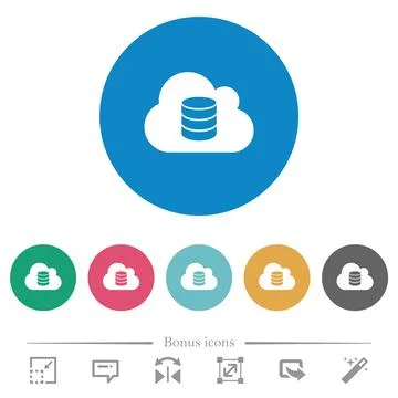 Cloud database flat round icons Illustrazione stock