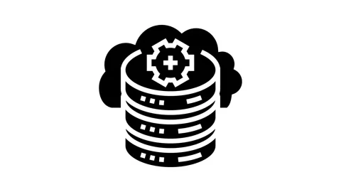 Cloud database glyph icon animation Stock Footage 326153134