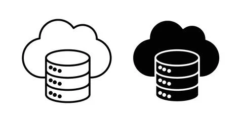 Cloud database icon in black and white. vector icon pack for websites Illustrazione stock