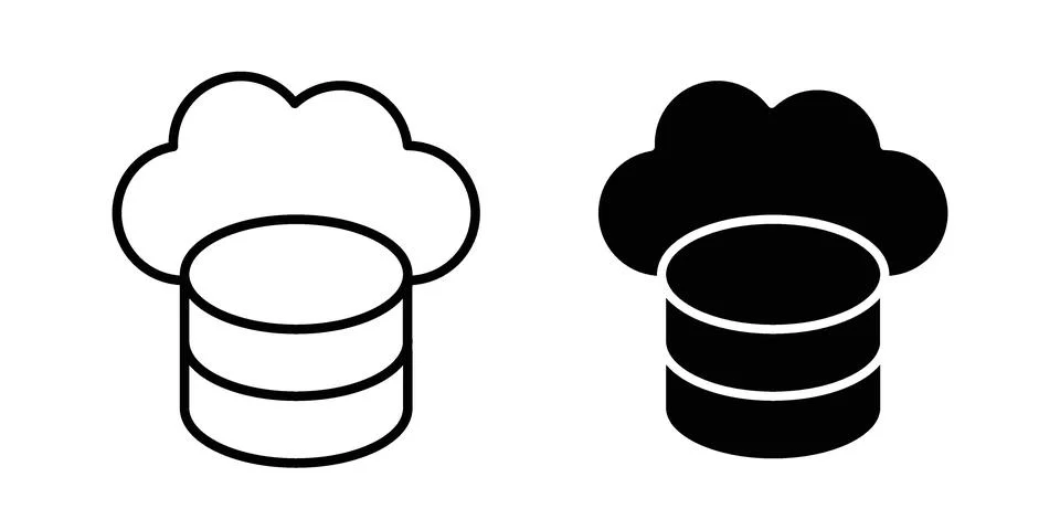 Cloud database icon black vector isolated on white Stock Illustration
