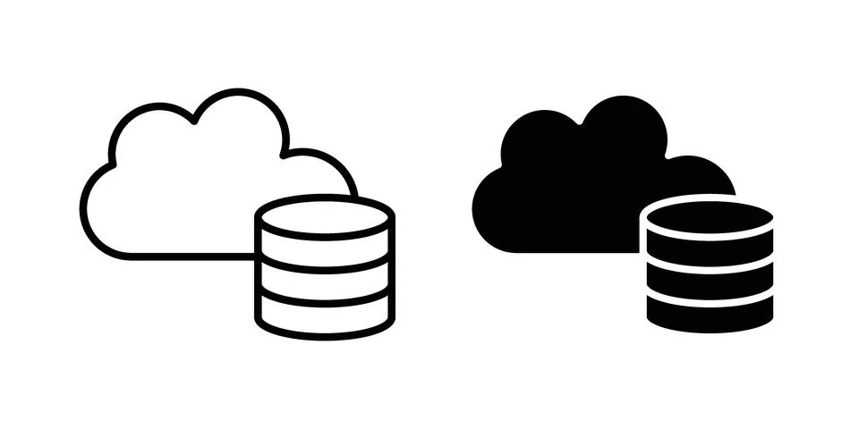Cloud database icon concept logo design collection Stock Illustration