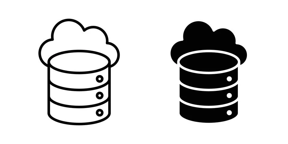 Cloud database icon design. Illustration icons in linear and clipart pack Stock Illustration