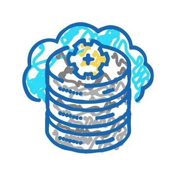 Cloud database icon doodle illustration Illustrazione stock