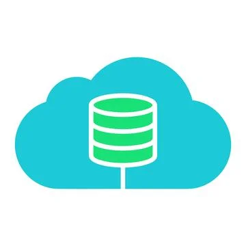 Cloud database icon with green storage disks Illustrazione stock