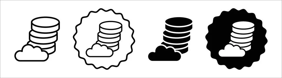 Cloud database icon symbol set collection. Cloud database simple vector sig.. Stock Illustration