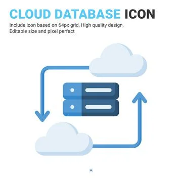 Cloud database icon vector with flat color style isolated on white background 스톡 일러스트