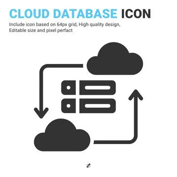 Cloud database icon vector with glyph style isolated on white background Illustrazione stock