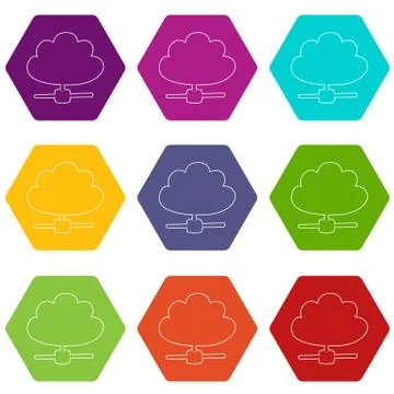 Cloud database icons set 9 vector Stock Illustration