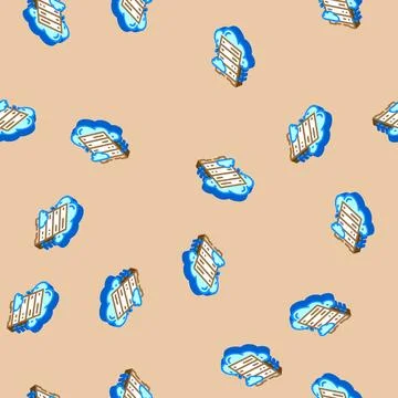 Cloud database isometric icon seamless pattern Stock Illustration