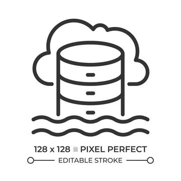 Cloud database line icon 库存插图