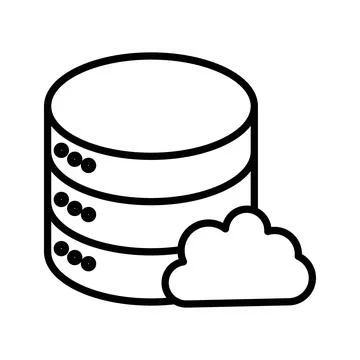 Cloud database linear logo mark in black and white Stock Illustration