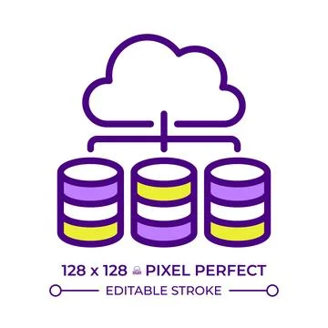 Cloud database management line color icon Illustrazione stock