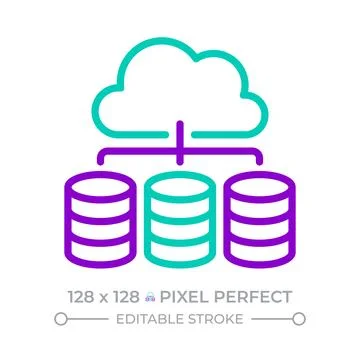 Cloud database management two color line icon Stock Illustration