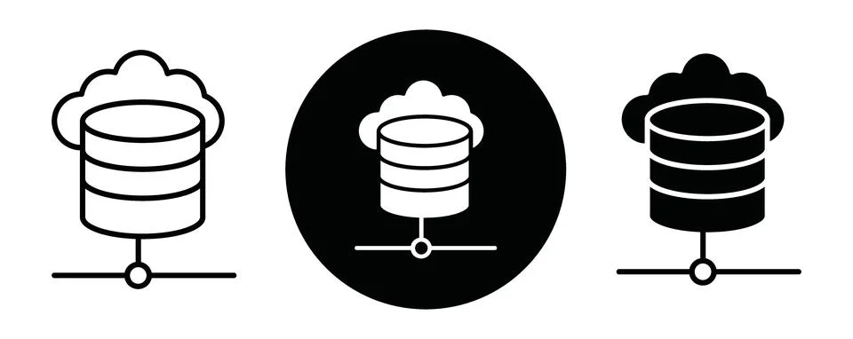 Cloud database outline icon collection or set. Cloud database Thin vector l.. Stock Illustration