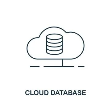 Cloud Database outline icon. Thin line style from big data icons collection Stock Illustration