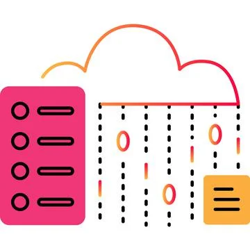 Cloud database outline icon vector data network Stock Illustration