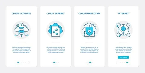 Cloud database protection, safety technology UX, UI onboarding mobile app page Illustrazione stock