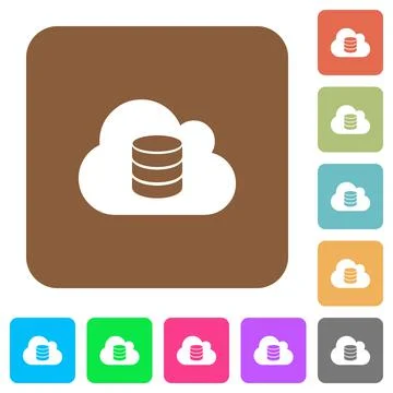 Cloud database rounded square flat icons Illustrazione stock