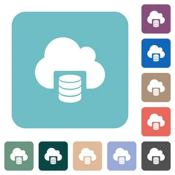 Cloud database rounded square flat icons Illustrazione stock