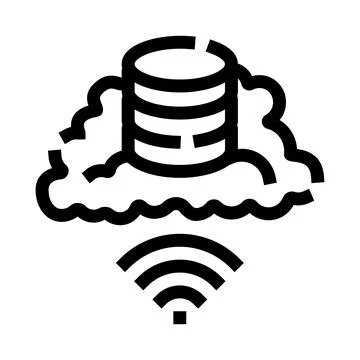 Cloud database server connecting to wireless network Stock Illustration