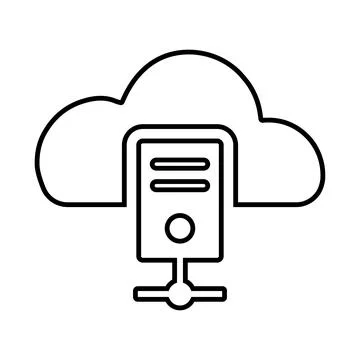 Cloud, database, server outline icon. Line art vector. Illustrazione stock