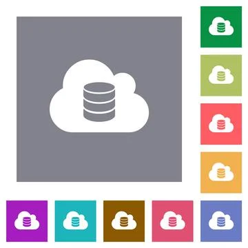 Cloud database square flat icons Illustrazione stock