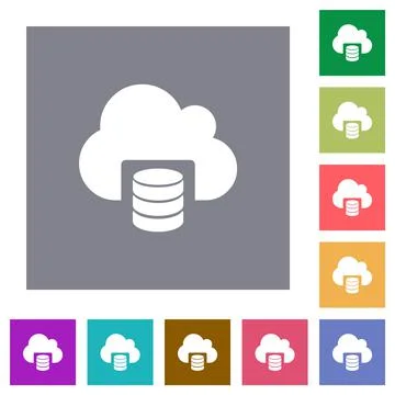 Cloud database square flat icons イラスト素材