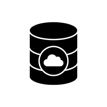 Cloud Database Storage Black Filled Style Icon 스톡 일러스트