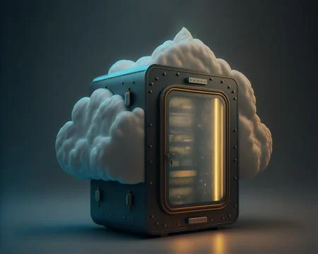 Cloud database storage concept. Cloudscape digital online server for global Stock Illustration