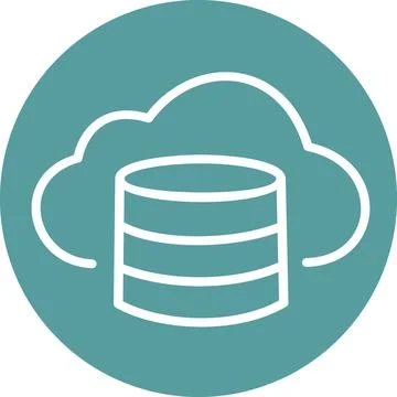 Cloud database storage flat line graphic Stock Illustration