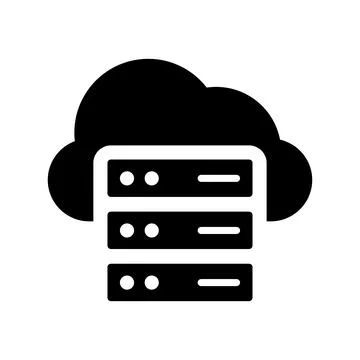Cloud, database, storage icon. Black vector graphics. Stock Photos