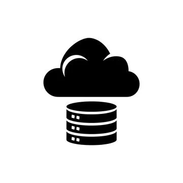 Cloud Database Storage Silhouette Icon Stock Illustration