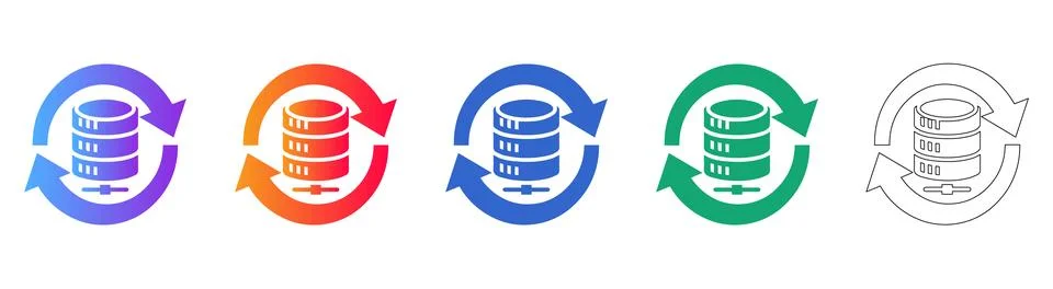 Cloud Database Storage Sync Icons Stock Illustration