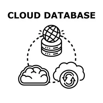Cloud database storing computing data globally with syncing 库存插图