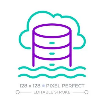 Cloud database two color line icon Illustrazione stock