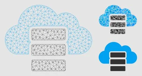 Cloud Database Vector Mesh 2D Model and Triangle Mosaic Icon 스톡 일러스트