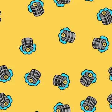Cloud database vector seamless pattern 스톡 일러스트