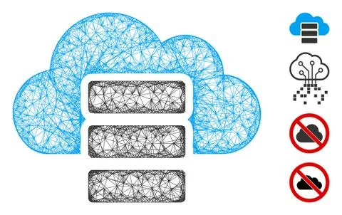 Cloud Database Web Vector Mesh Illustration 스톡 일러스트