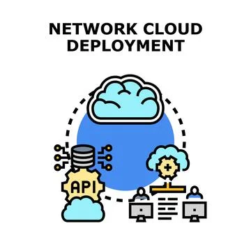 Cloud deployment architecture connecting network services and users 스톡 일러스트