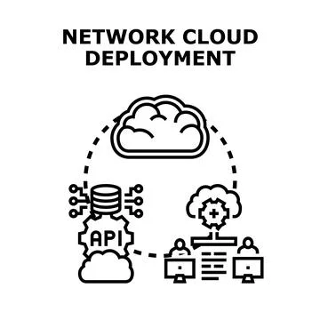 Cloud deployment architecture connecting network services and users Stock Illustration