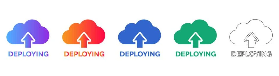 Cloud Deployment Icon Set for Software Development 스톡 일러스트